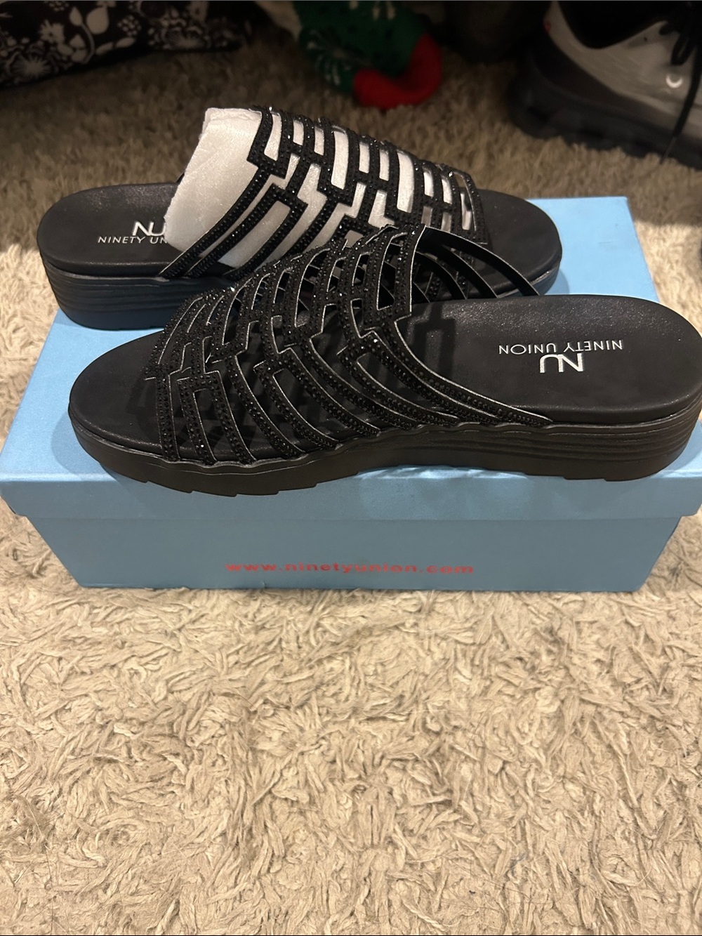 Ninety Union Black Woven Slide Mule